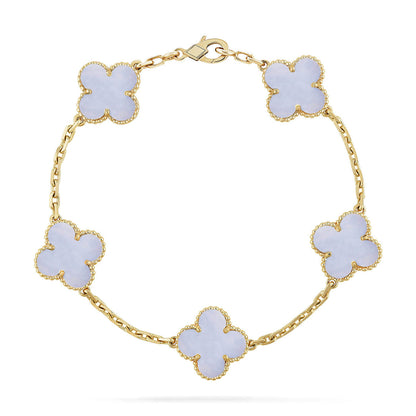 [Avelora]LUCKY CLOVER 5-MOTIF BRACELET - PURPLE CHALCEDONY COLLECTION
