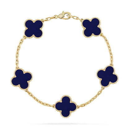 [Avelora]LUCKY CLOVER 5-MOTIF BRACELET - LAPIS LAZULI COLLECTION