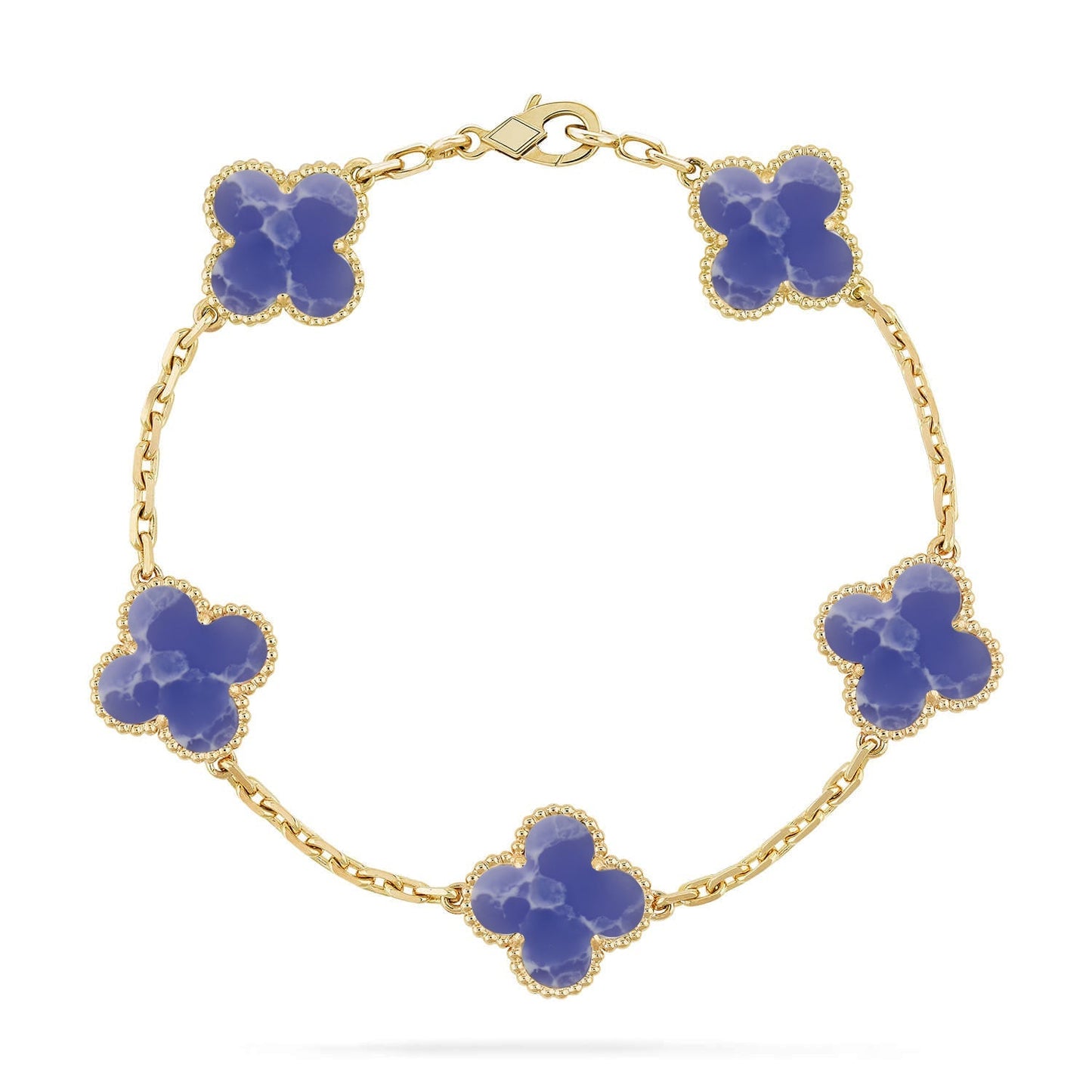 [Avelora]LUCKY CLOVER 5-MOTIF BRACELET - BLUE LARIMAR COLLECTION