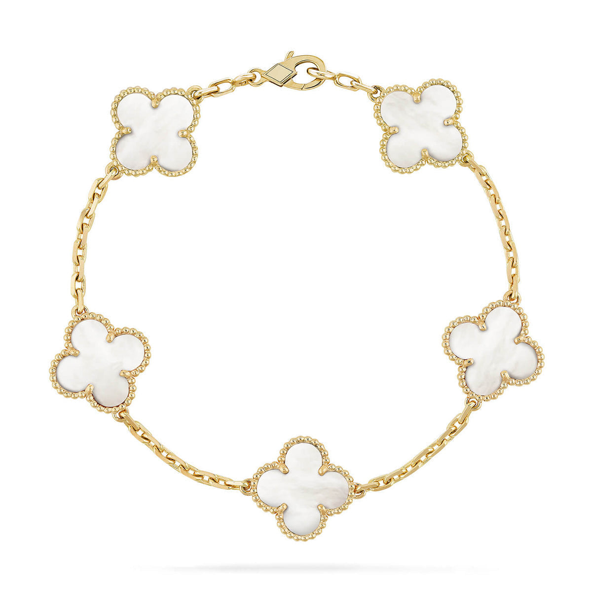 [Avelora]LUCKY CLOVER 5-MOTIF BRACELET - WHITE MOTHER-OF-PEARL COLLECTION