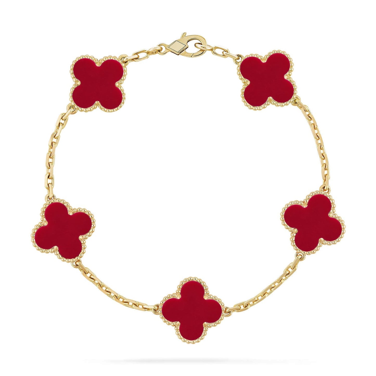 [Avelora]LUCKY CLOVER 5-MOTIF BRACELET - RED CARNELIAN COLLECTION