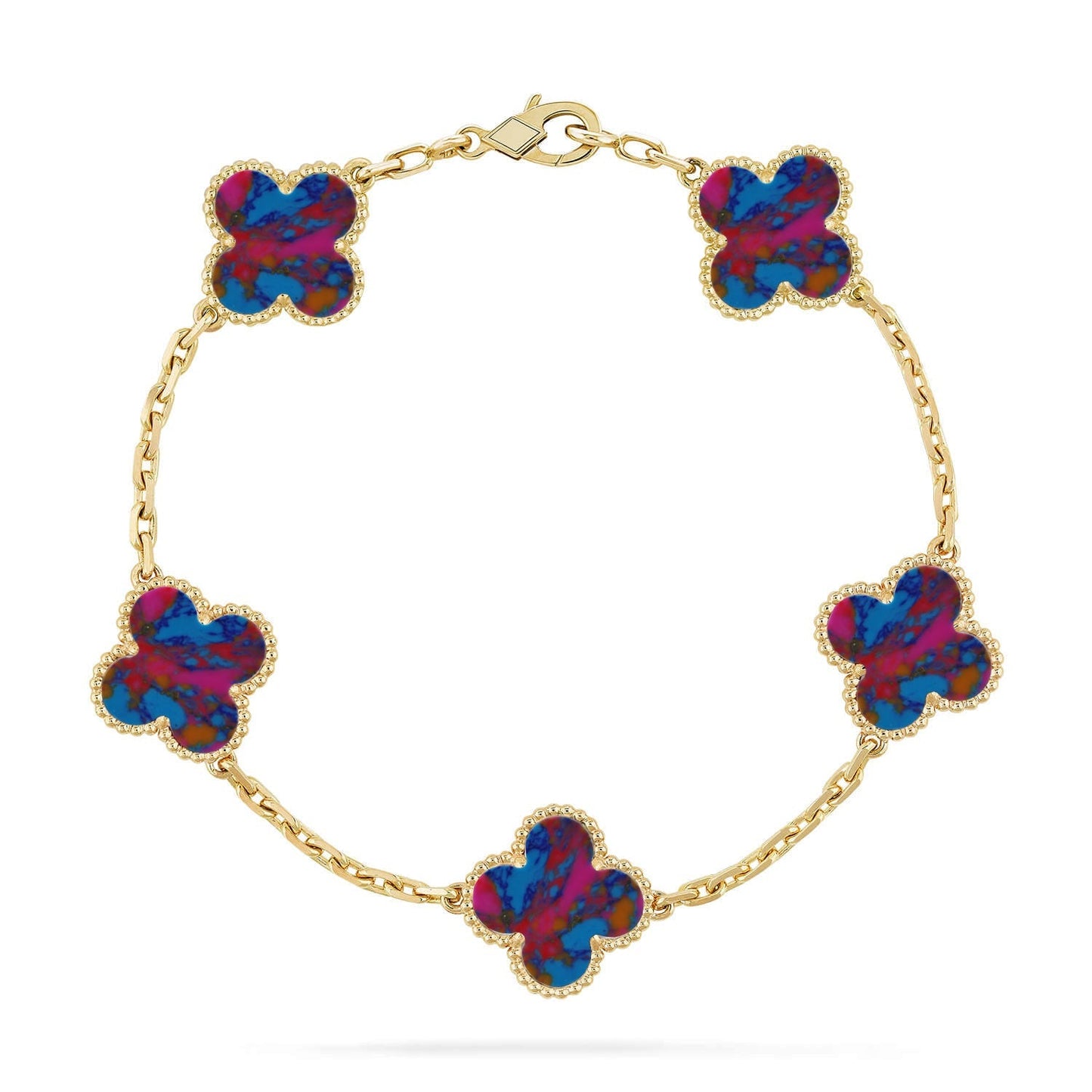 [Avelora]LUCKY CLOVER 5-MOTIF BRACELET - MULTI-GEM COLLECTION