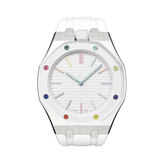 [Avelora]OAK POP WHITE STEEL SILICONE STRAP