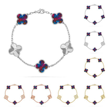 [Avelora]LUCKY CLOVER 5-MOTIF BRACELET - MULTI-GEM COLLECTION