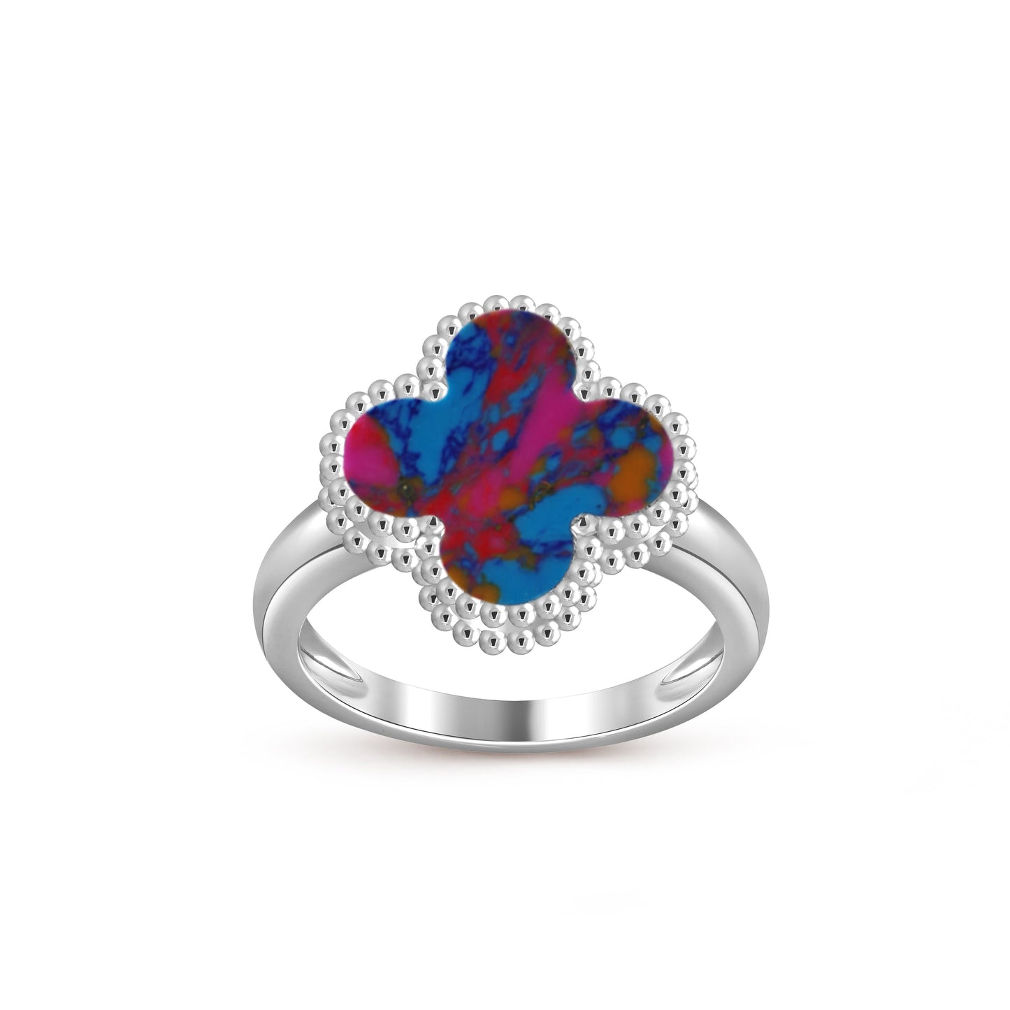 [Avelora]LUCKY CLOVER VINTAGE WHITE GOLD RING COLLECTION