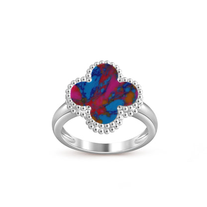 [Avelora]LUCKY CLOVER VINTAGE WHITE GOLD RING COLLECTION