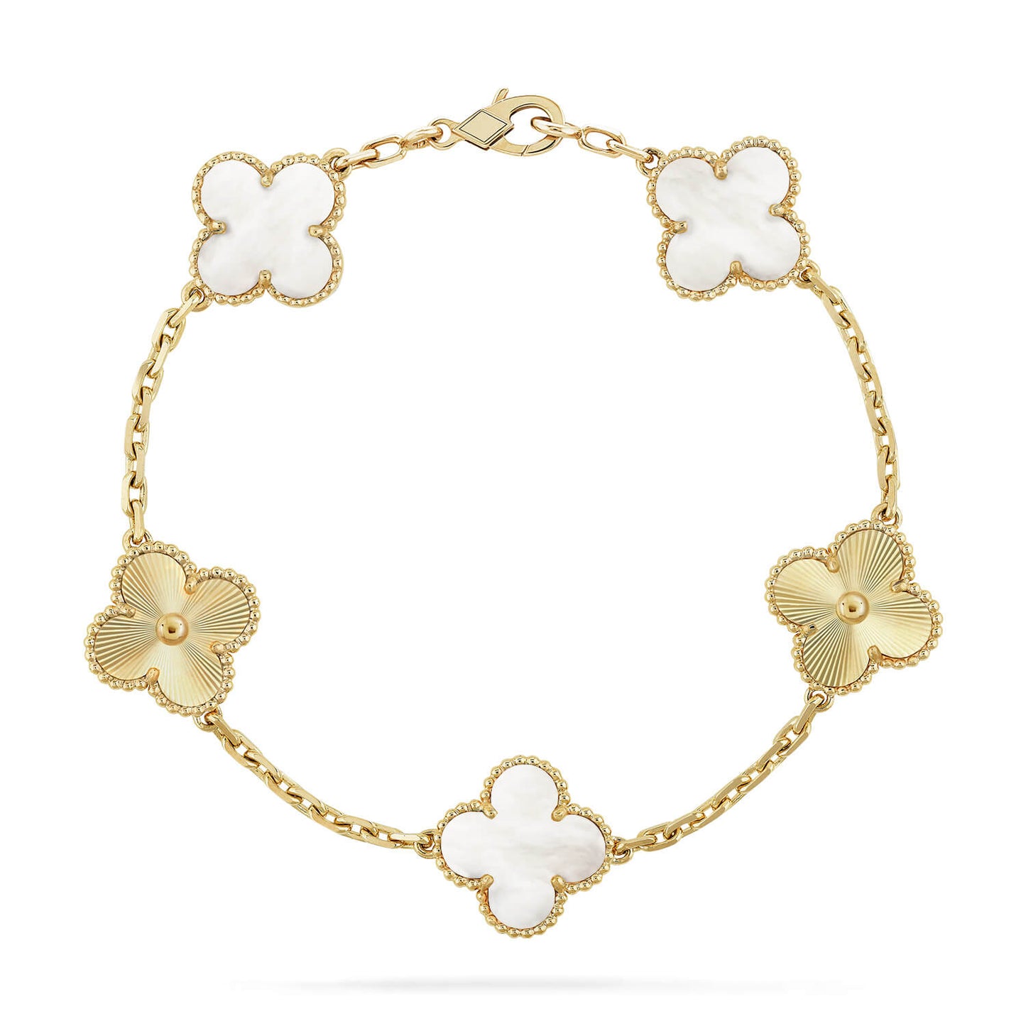 [Avelora]LUCKY CLOVER 5-MOTIF BRACELET - WHITE MOTHER-OF-PEARL COLLECTION