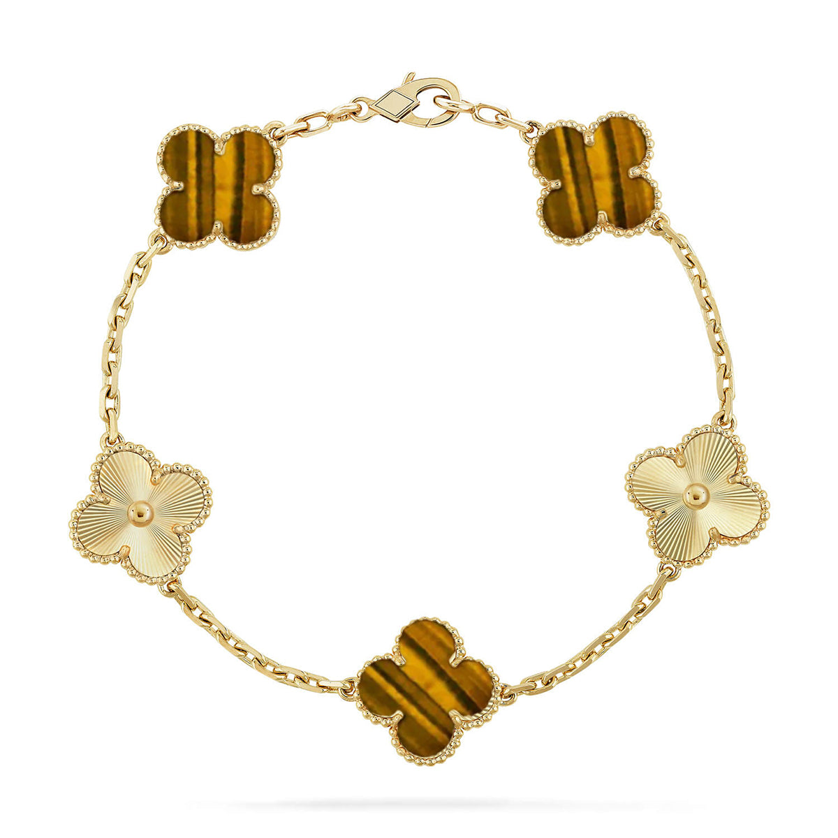 [Avelora]LUCKY CLOVER 5-MOTIF BRACELET -  TIGER’S EYE COLLECTION