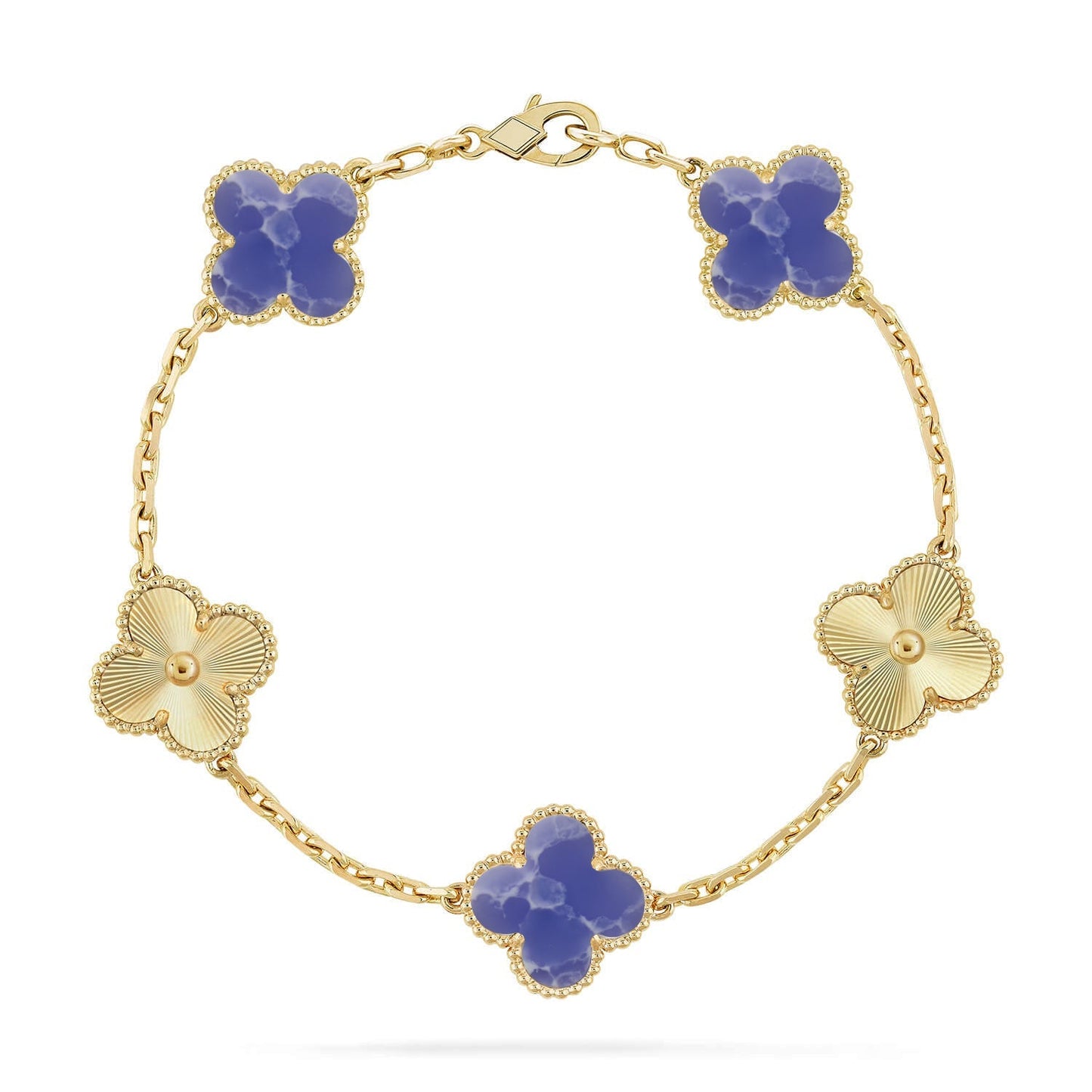 [Avelora]LUCKY CLOVER 5-MOTIF BRACELET - BLUE LARIMAR COLLECTION