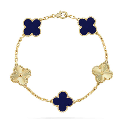 [Avelora]LUCKY CLOVER 5-MOTIF BRACELET - LAPIS LAZULI COLLECTION