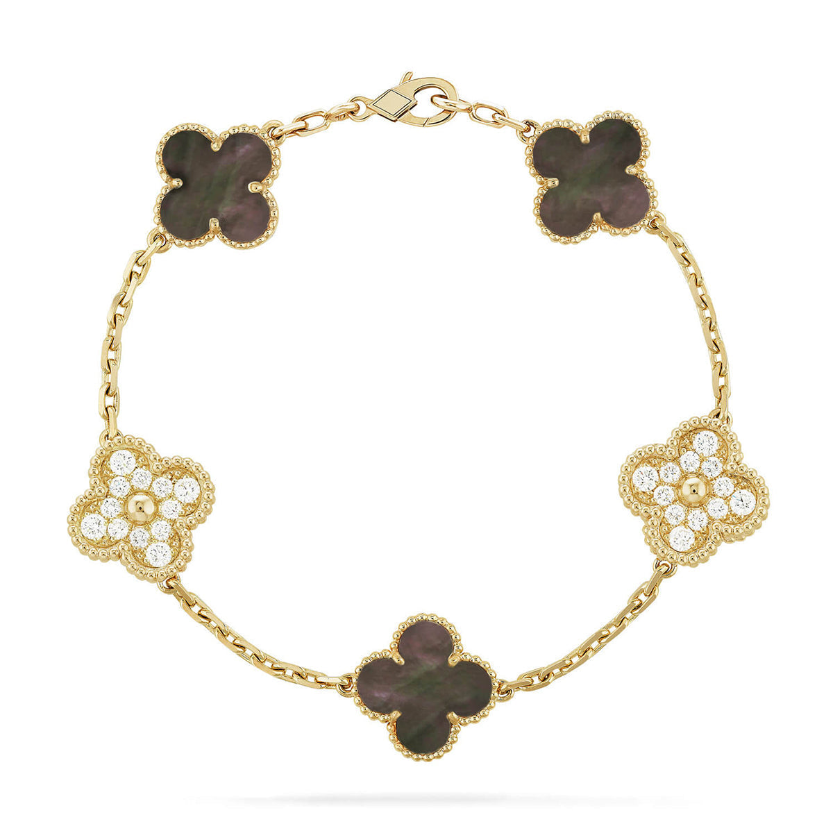 [Avelora]LUCKY CLOVER 5-MOTIF BRACELET - GREY MOTHER-OF-PEARL COLLECTION