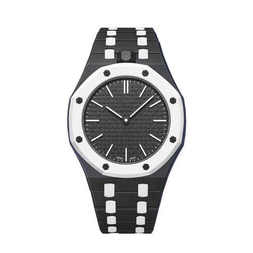 [Avelora]OAK POP EXCLUSIVE BLACK AND WHITE BIOCERAMIC STRAP