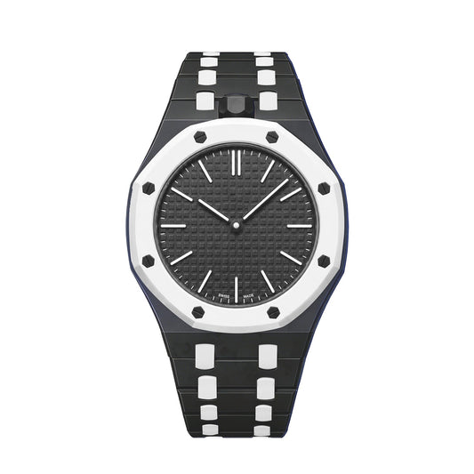 [Avelora]OAK POP EXCLUSIVE BLACK AND WHITE BIOCERAMIC STRAP