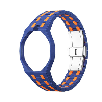 [Avelora]OAK POP EXCLUSIVE DARK BLUE AND ORANGE BIOCERAMIC STRAP