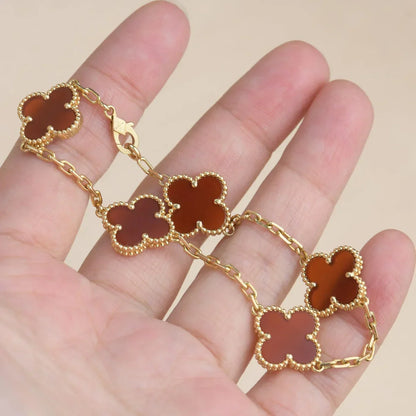 [Avelora]LUCKY CLOVER 5-MOTIF BRACELET - RED CARNELIAN COLLECTION