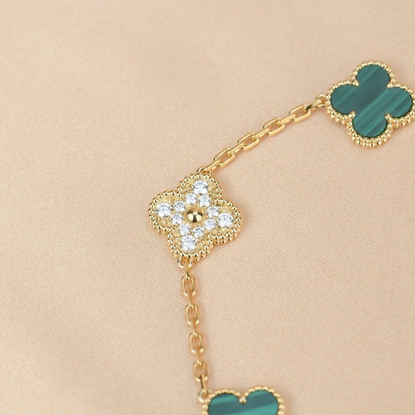 [Avelora]LUCKY CLOVER 5-MOTIF BRACELET - MALACHITE COLLECTION