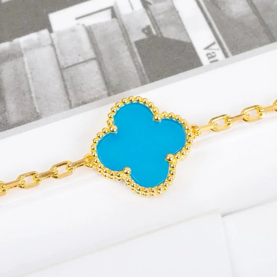 [Avelora]LUCKY CLOVER 5-MOTIF BRACELET - TURQUOISE COLLECTION