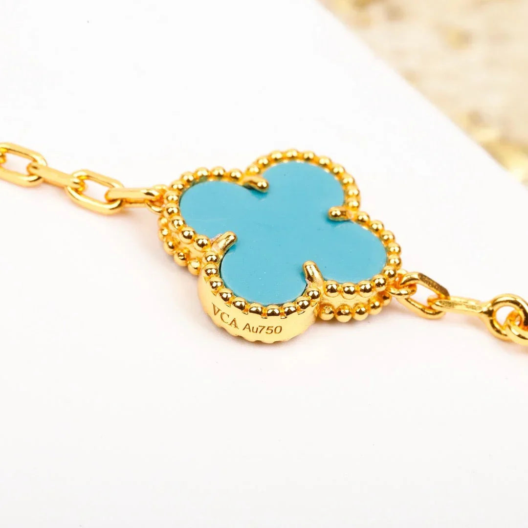 [Avelora]LUCKY CLOVER 5-MOTIF BRACELET - TURQUOISE COLLECTION