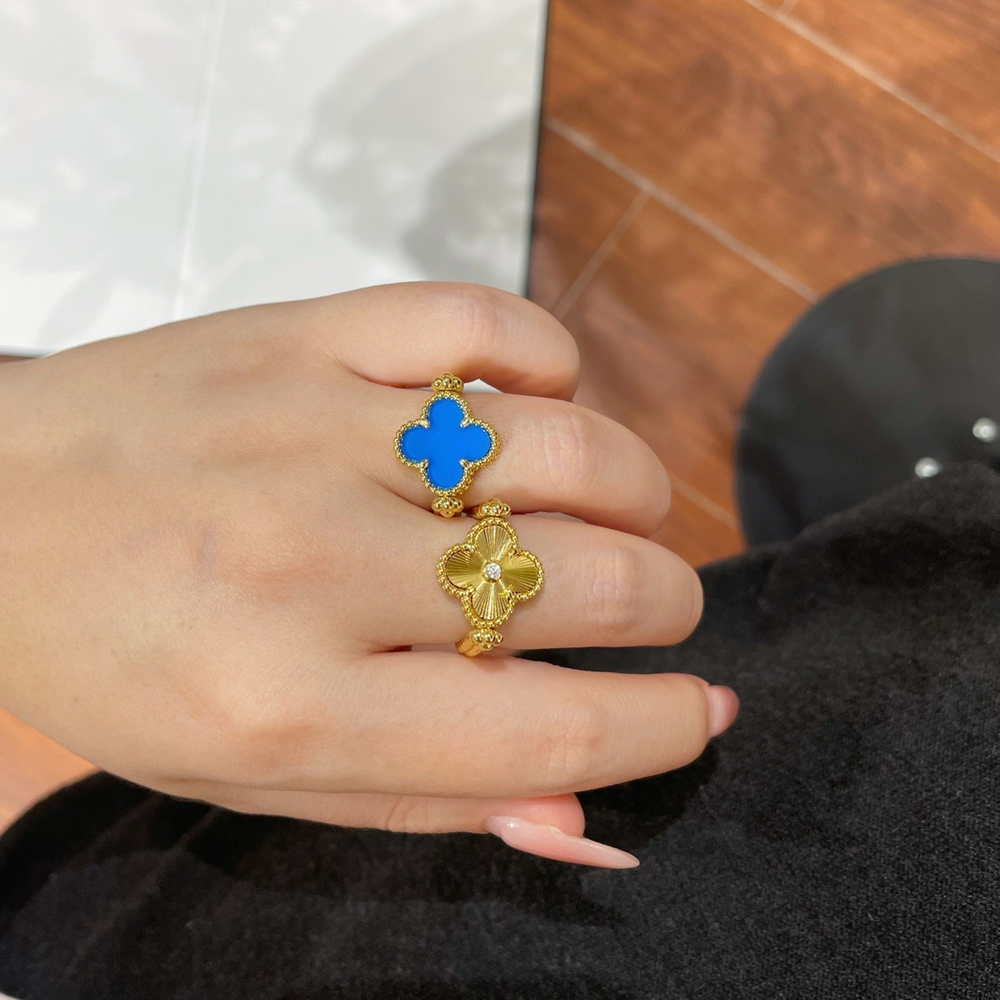[Avelora]LUCKY CLOVER GOLD REVERSIBLE RING