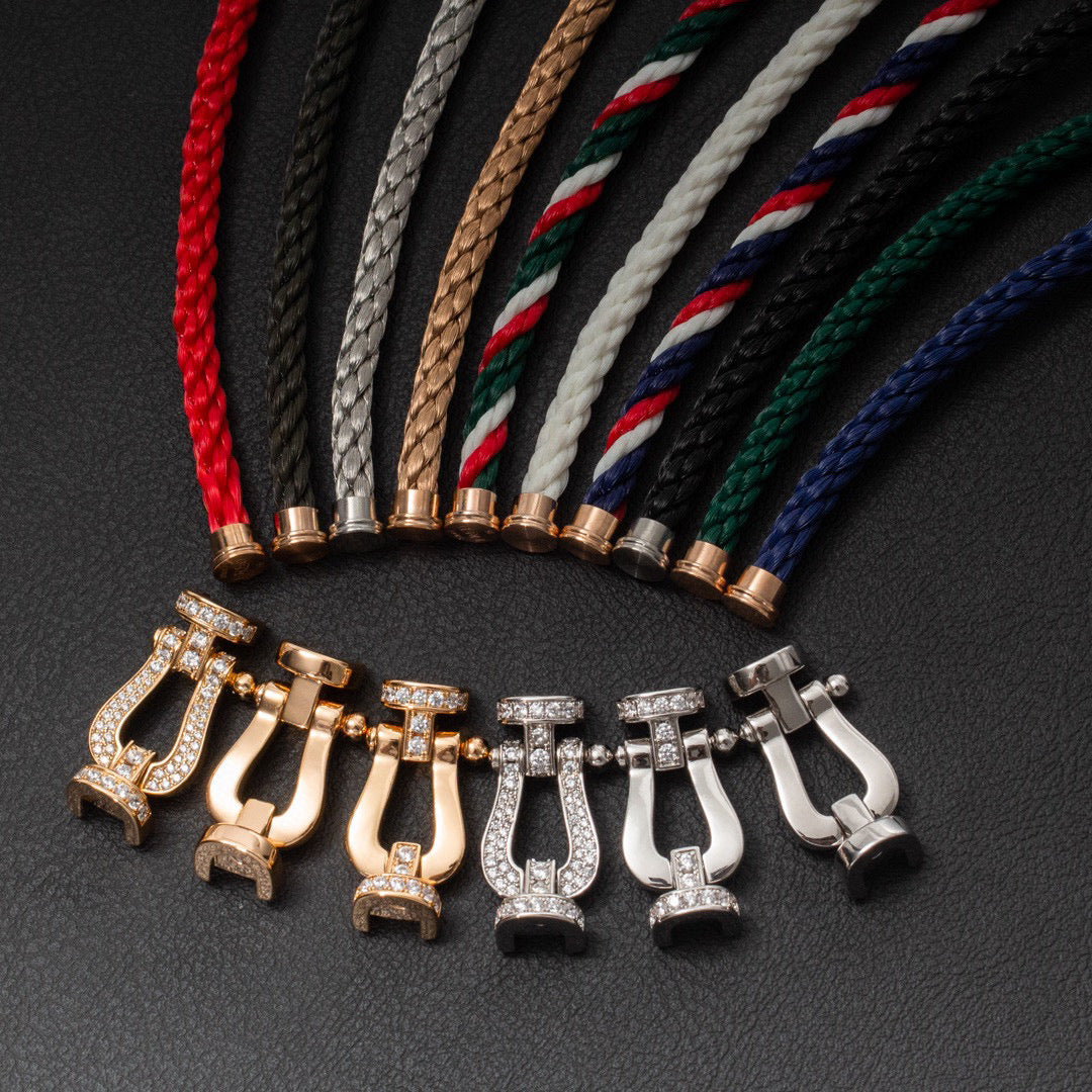 [Avelora]FORCE LARGE HORSESHOE HALF DIAMOND BRACELET - ROSE GOLD