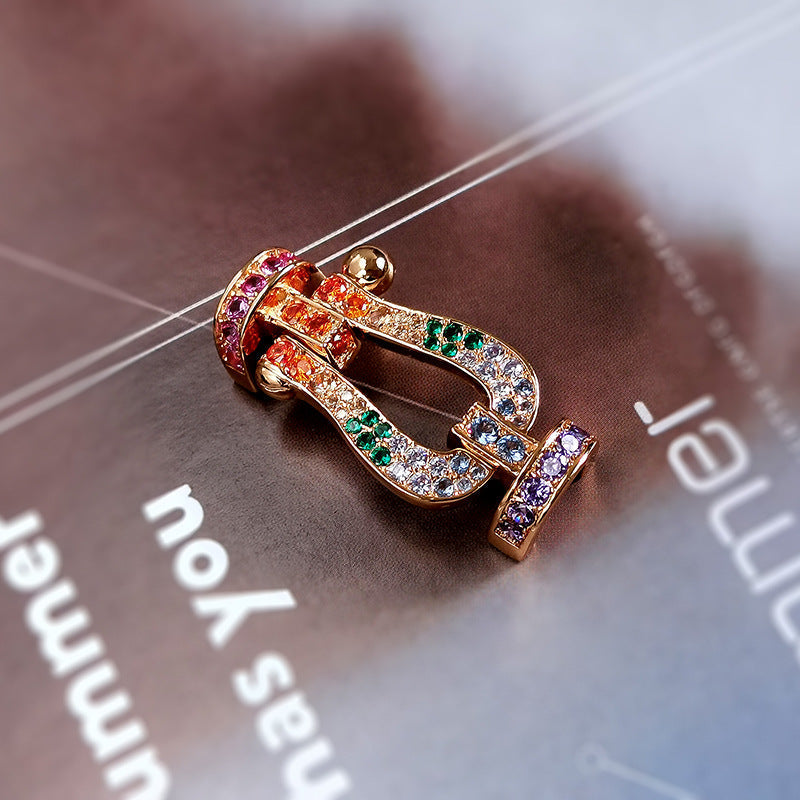 [Avelora]FORCE LARGE HORSESHOE COLORED DIAMOND BRACELET - ROSE GOLD