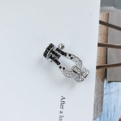 [Avelora]FORCE LARGE HORSESHOE BLACK & WHITE DIAMOND BRACELET - WHITE GOLD