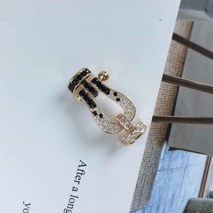 [Avelora]FORCE LARGE HORSESHOE BLACK & WHITE DIAMOND BRACELET - WHITE GOLD