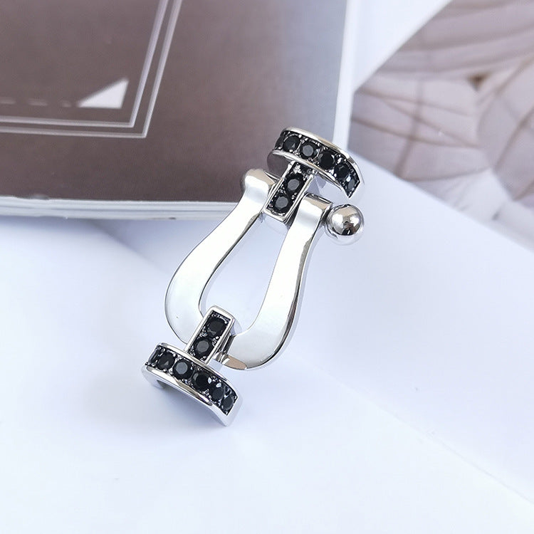 [Avelora]FORCE LARGE HORSESHOE BLACK DIAMOND BRACELET - WHITE GOLD