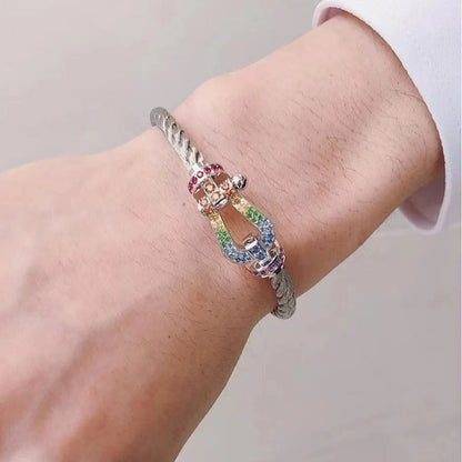 [Avelora]FORCE LARGE HORSESHOE COLORED DIAMOND BRACELET - WHITE GOLD
