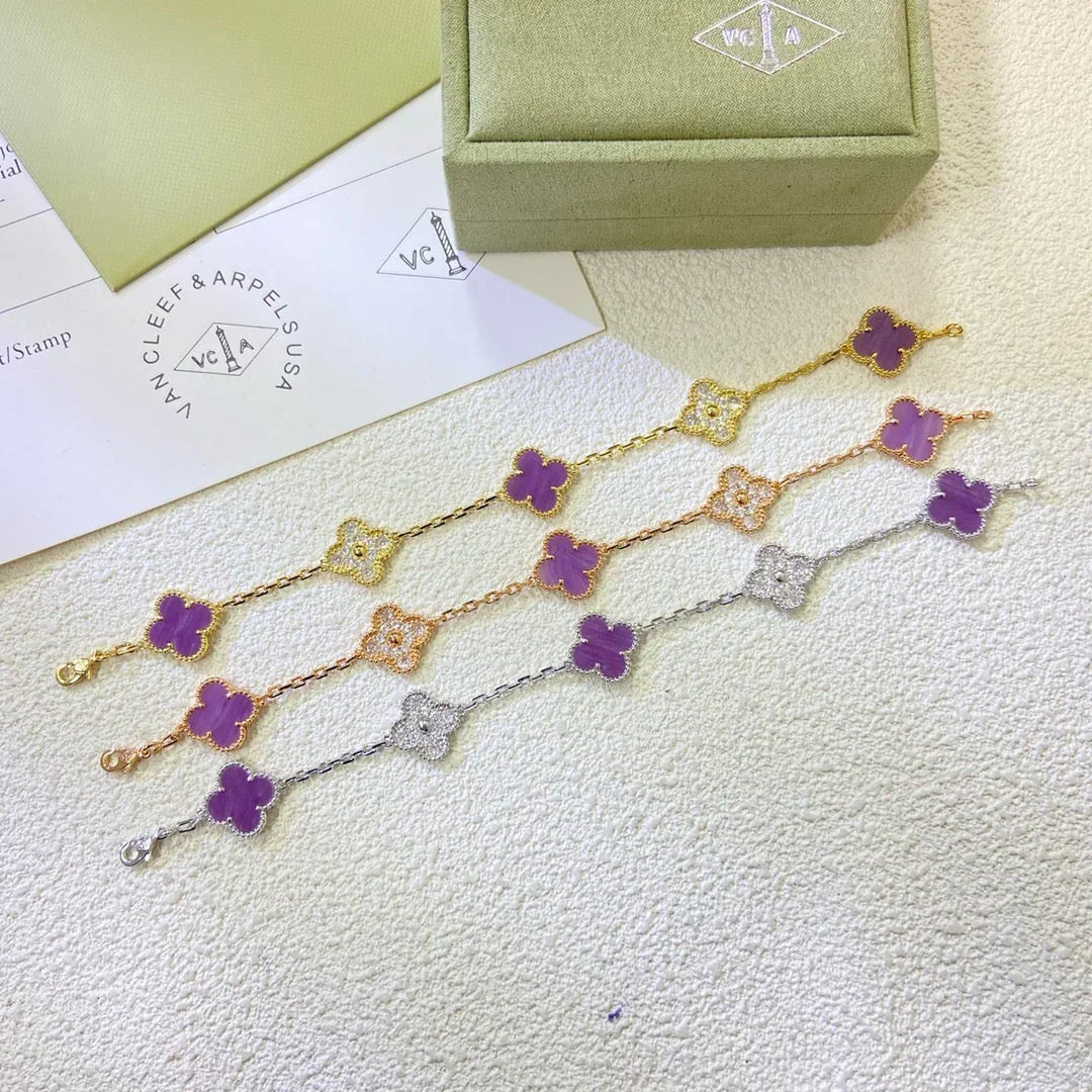 [Avelora]LUCKY CLOVER 5-MOTIF BRACELET - VIOLET COLLECTION