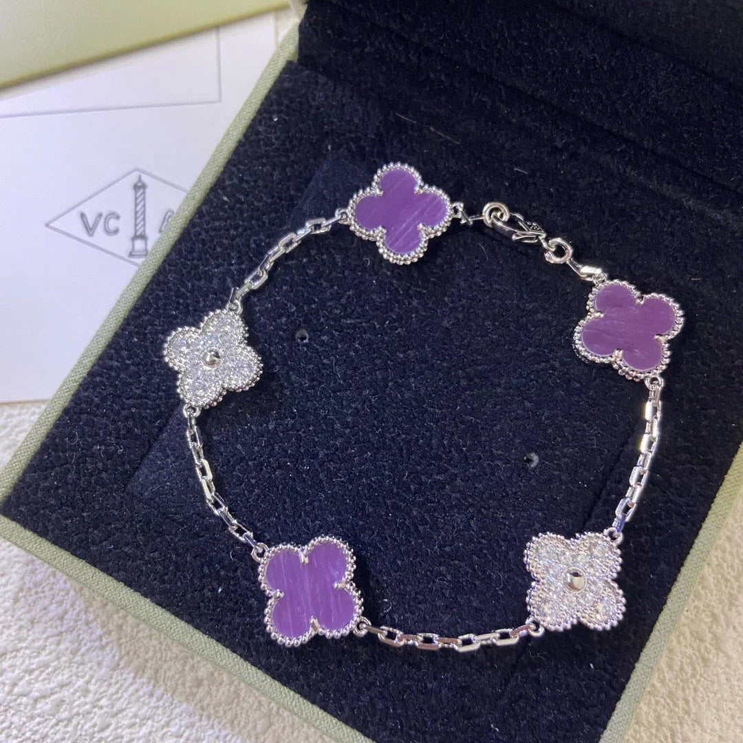 [Avelora]LUCKY CLOVER 5-MOTIF BRACELET - VIOLET COLLECTION