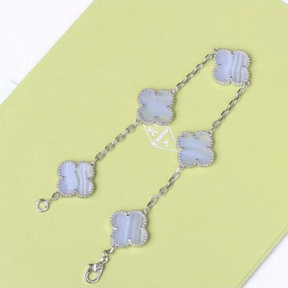 [Avelora]LUCKY CLOVER 5-MOTIF BRACELET - PURPLE CHALCEDONY COLLECTION