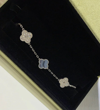 [Avelora]LUCKY CLOVER 5-MOTIF BRACELET - PURPLE CHALCEDONY COLLECTION