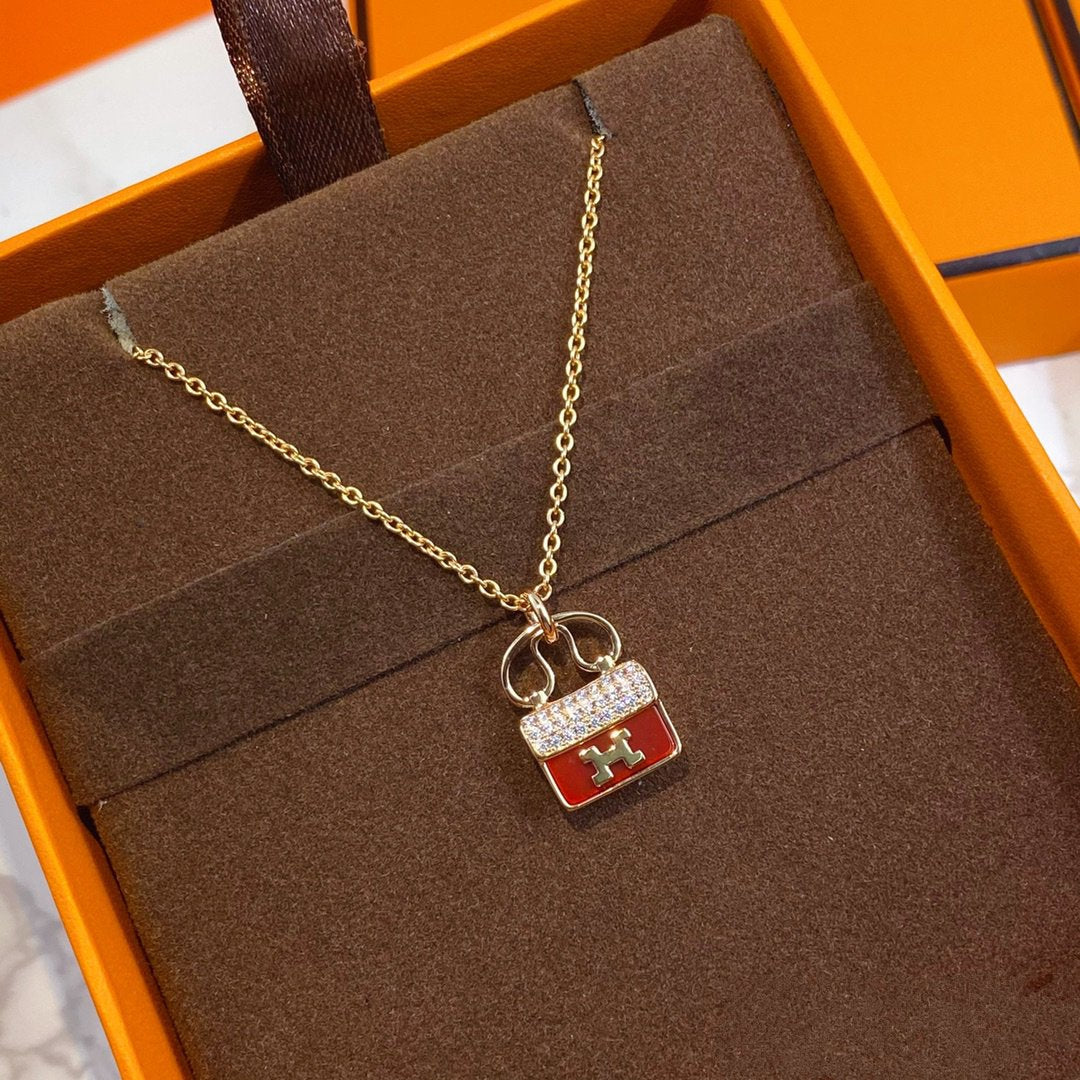 [Avelora]CONSTANCE RED PEDANT ROSE GOLD NECKLACE