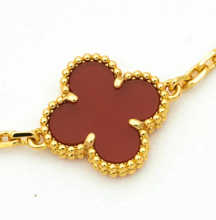 [Avelora]LUCKY CLOVER 5-MOTIF BRACELET - RED CARNELIAN COLLECTION