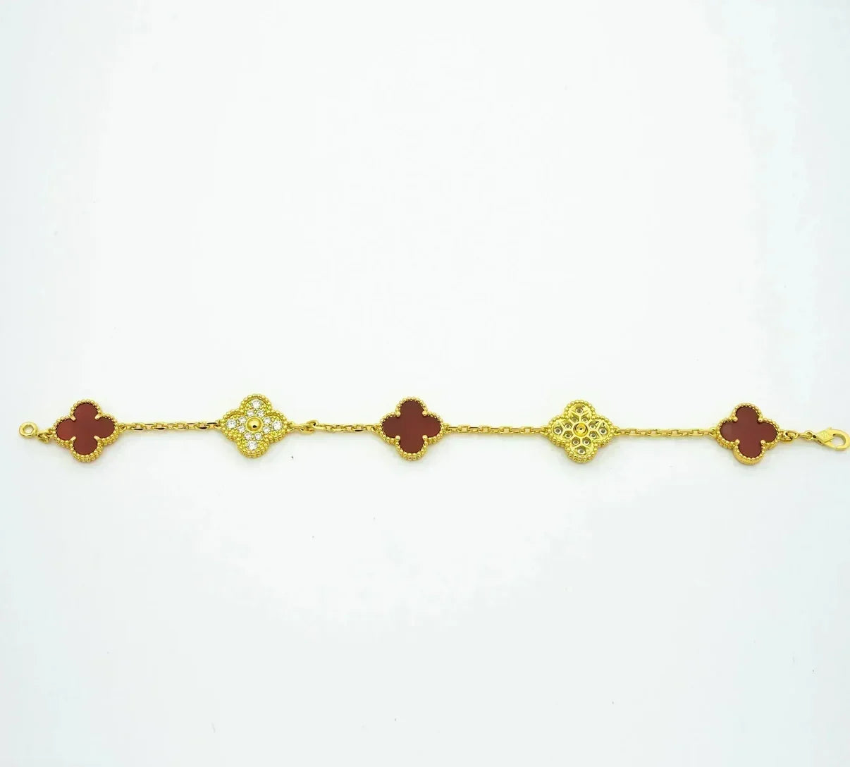 [Avelora]LUCKY CLOVER 5-MOTIF BRACELET - RED CARNELIAN COLLECTION