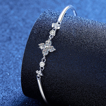 [Avelora]CLOVER & TWIN-STAR MOISSANITE BRACELET
