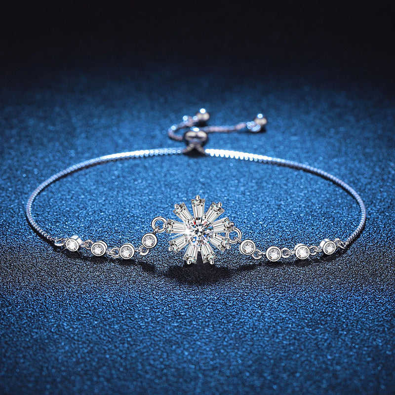 [Avelora]RADIANT ICY CRYSTAL SUNFLOWER MOISSANITE BRACELET