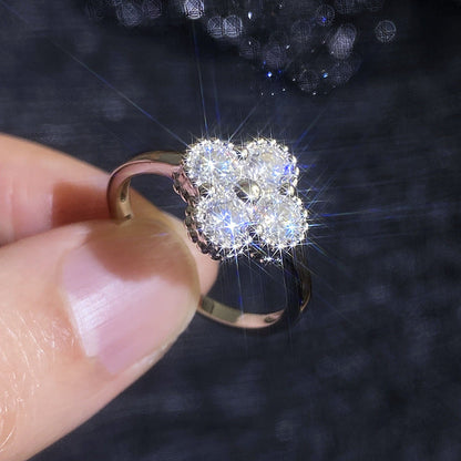 [Avelora]ELEGANT FOUR-LEAF CLOVER MOISSANITE RING