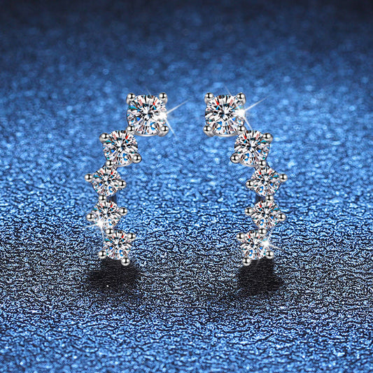 [Avelora]SPARKLING SMILE ARC MOISSANITE STUD EARRINGS