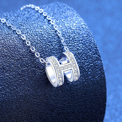 [Avelora]FULL-PAVE "H" MOISSANITE PENDANT NECKLACE