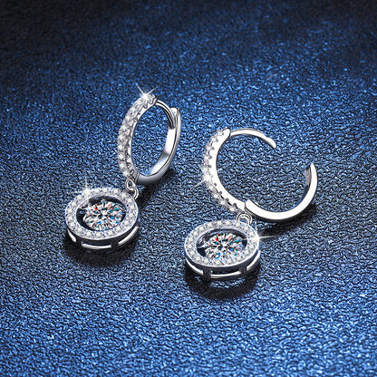 [Avelora]DANCING MOISSANITE HALO DROP HOOP EARRINGS