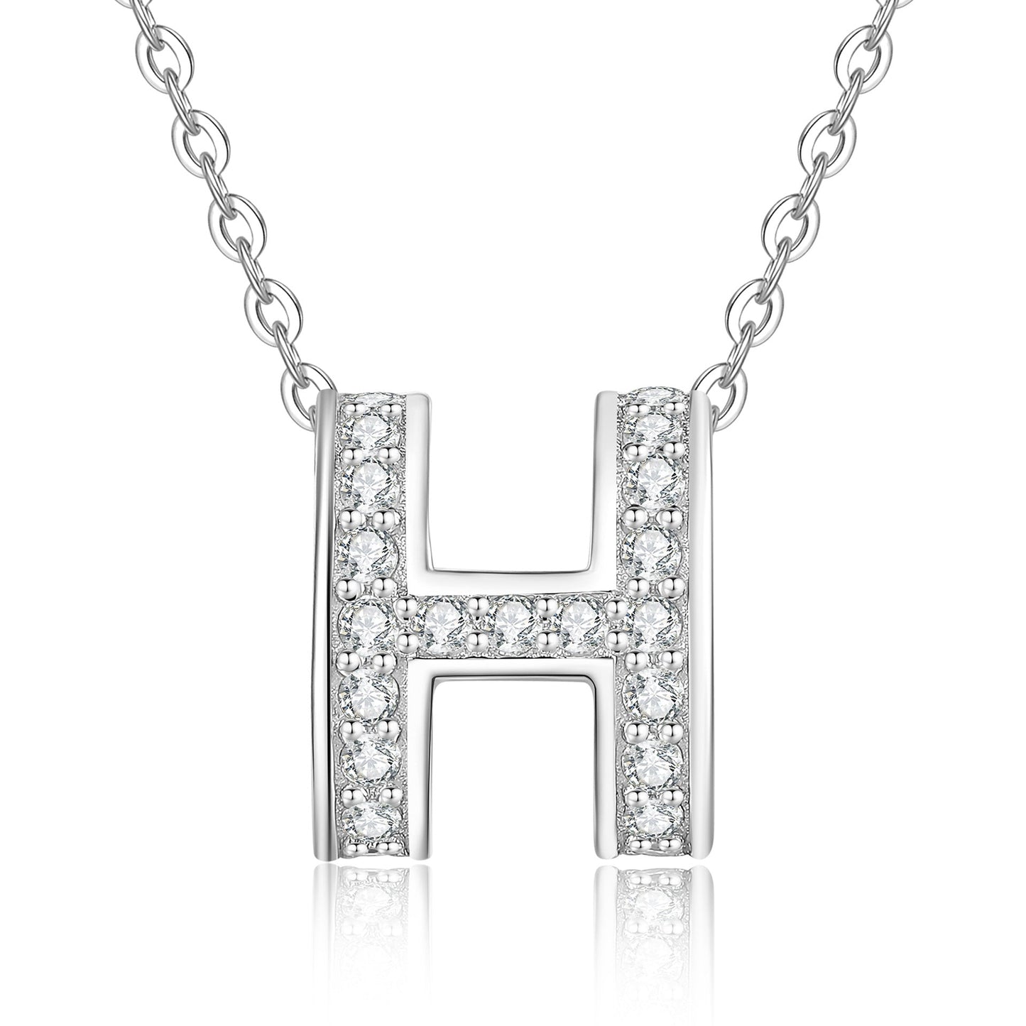 [Avelora]FULL-PAVE "H" MOISSANITE PENDANT NECKLACE