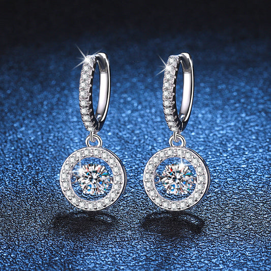 [Avelora]DANCING MOISSANITE HALO DROP HOOP EARRINGS