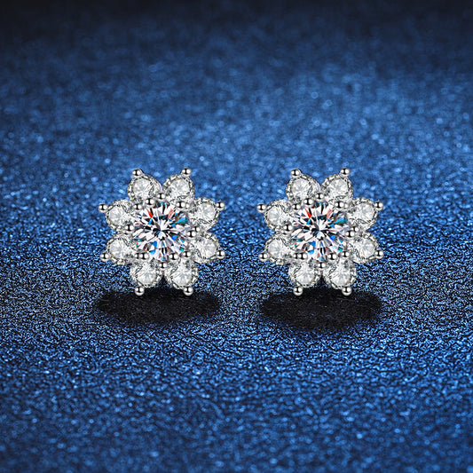 [Avelora]RADIANT SUNFLOWER MOISSANITE STUD EARRINGS