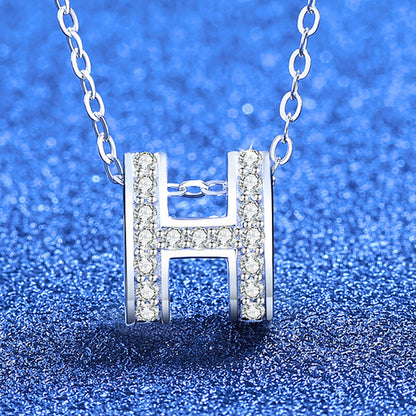 [Avelora]FULL-PAVE "H" MOISSANITE PENDANT NECKLACE
