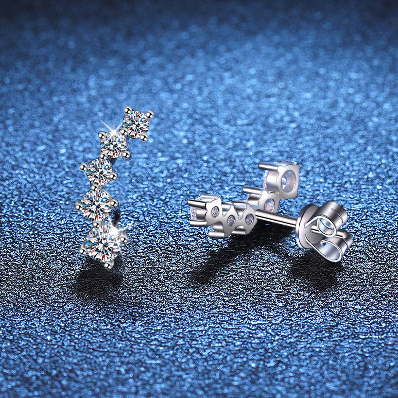 [Avelora]SPARKLING SMILE ARC MOISSANITE STUD EARRINGS
