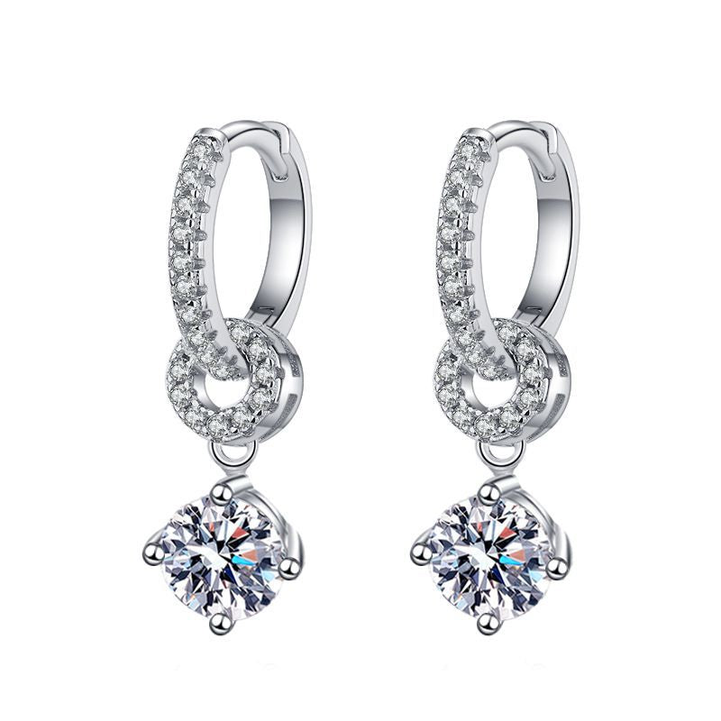 [Avelora]INTERLOCKING DOUBLE RING MOISSANITE DROP EARRINGS