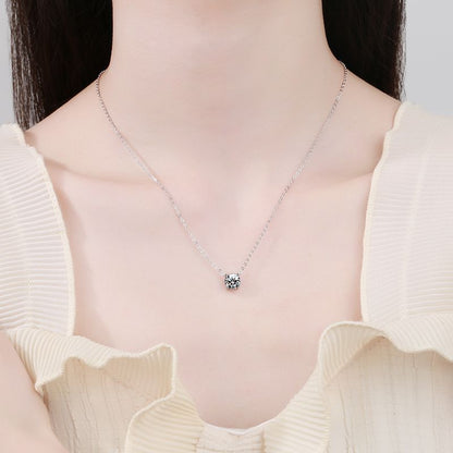 [Avelora]CLASSIC FOUR-PRONG SOLITAIRE MOISSANITE NECKLACE