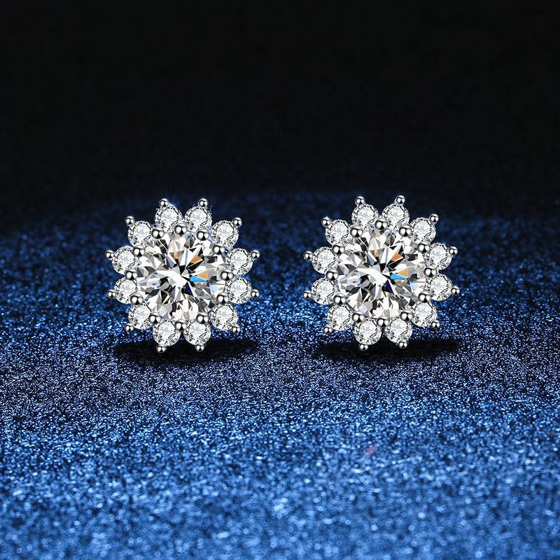 [Avelora]BLOOMING SUNFLOWER MOISSANITE STUD EARRINGS